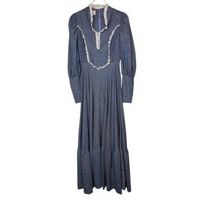 Vintage Handmade Bird Watchers Prairie Maxi Dress